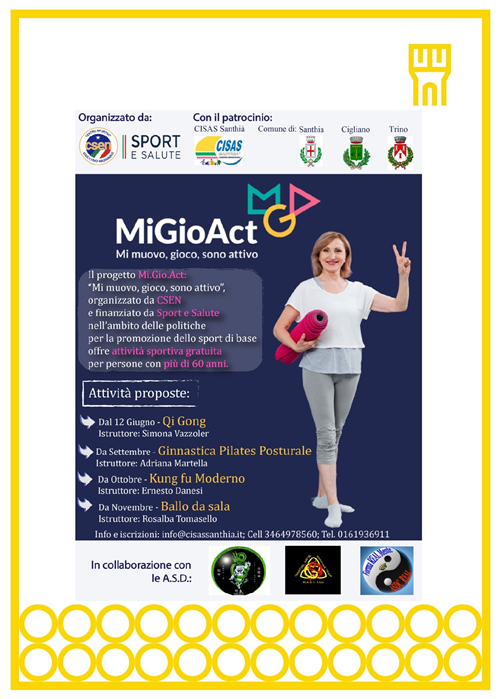 MiGioAct - Mi Muovo, gioco, sono attivo - progetto finanziato da Sport e Salute e sviluppato dal CSEN per promuovere la pratica motoria negli over 60.